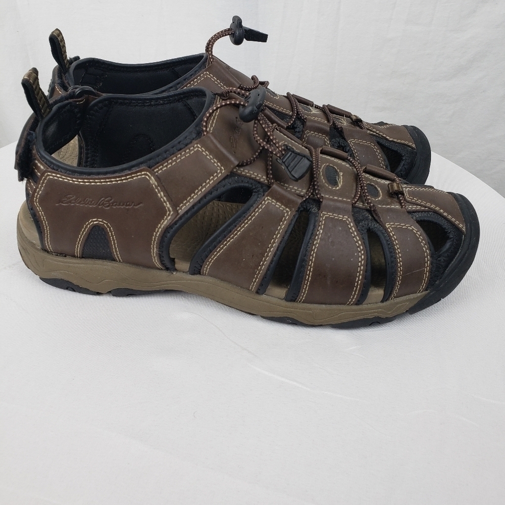 Eddie Bauer Brown and Black Faux Leather Strappy Sandals Sz 11 - Picture 4 of 8